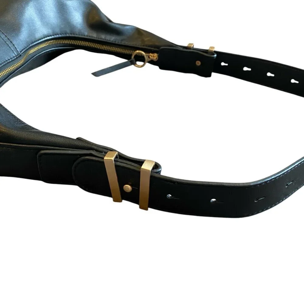 Time and Tru‎ Farah Hobo Shoulder Strap Handbag Black With Metal Accents #37R